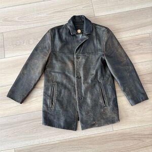 Vtg Marc New York Andrew Marc Mens Small Distressed Leather Heavy Jacket Brown